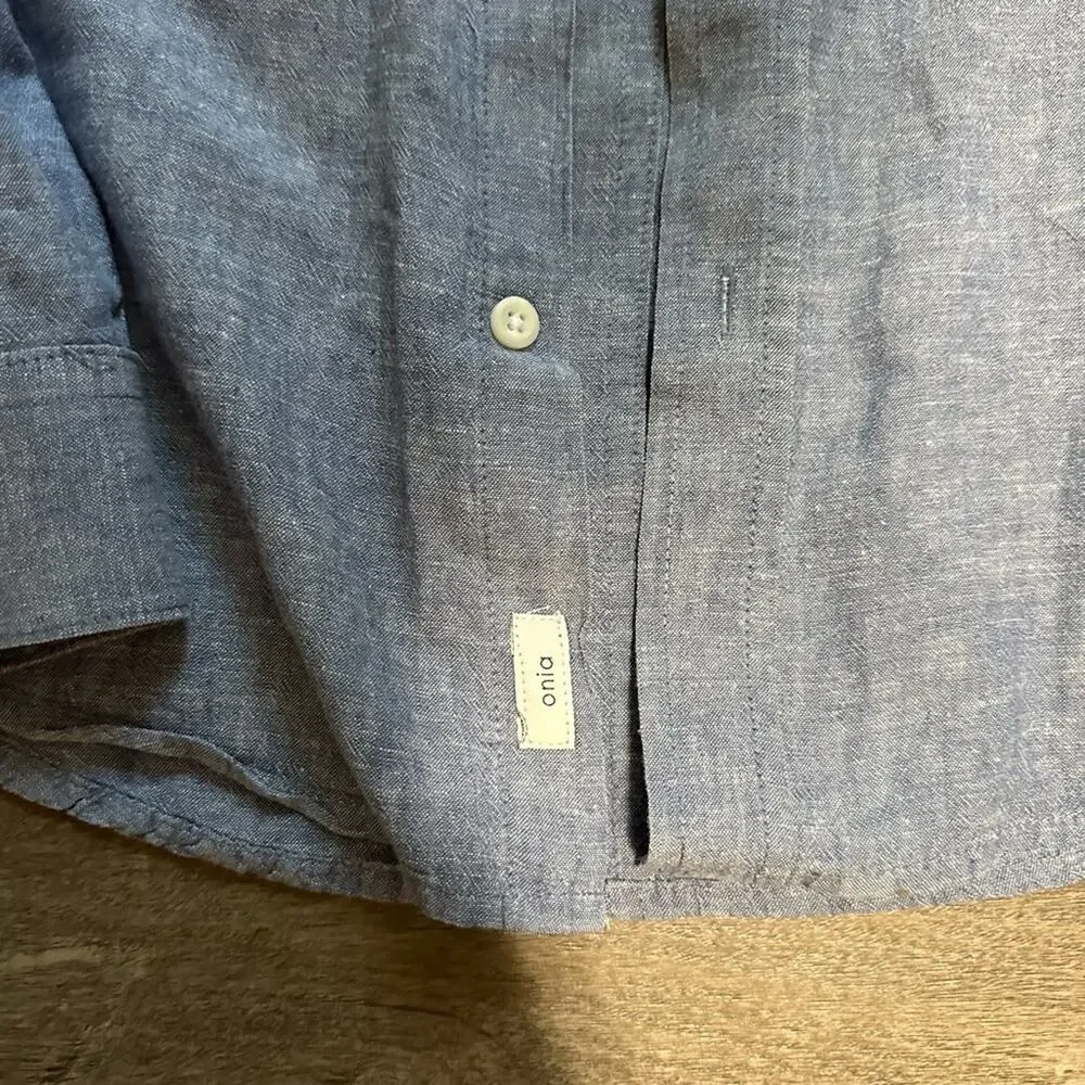 Onia Chambray Cotton Linen Button up XL NWOT
